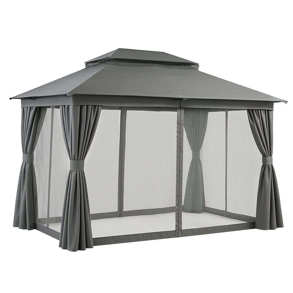 Instahut Gazebo 3x4m Canopy Outdoor Steel Frame Patio Tent Curtains Marquee Grey - OZ Home Deals