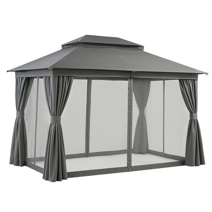 Instahut Gazebo 3x4m Canopy Outdoor Steel Frame Patio Tent Curtains Marquee Grey - OZ Home Deals