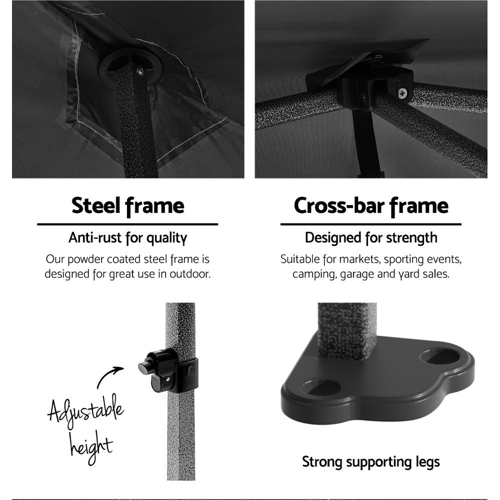 Instahut Gazebo 3x6 Pop Up Marquee Folding Tent Wedding Gazebos Camping Outdoor Shade Canopy Black - OZ Home Deals