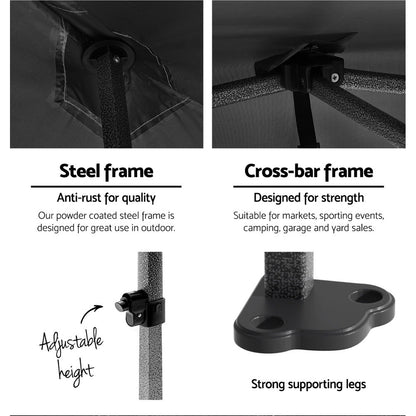 Instahut Gazebo 3x6 Pop Up Marquee Folding Tent Wedding Gazebos Camping Outdoor Shade Canopy Black - OZ Home Deals