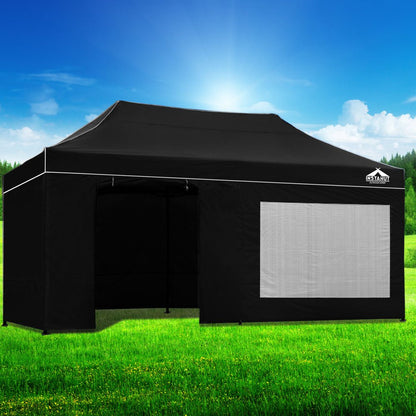 Instahut Gazebo 3x6 Pop Up Marquee Folding Tent Wedding Gazebos Camping Outdoor Shade Canopy Black - OZ Home Deals