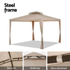 Instahut Gazebo Marquee 3m Outdoor Event Tent Camping Party Mesh Wall Canopy Brown - OZ Home Deals