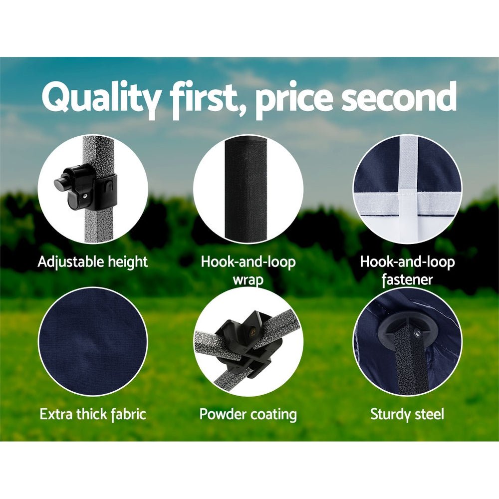 Instahut Gazebo Pop Up 3x4.5m w/Base Podx4 Marquee Folding Outdoor Wedding Camping Tent Shade Canopy Navy - OZ Home Deals