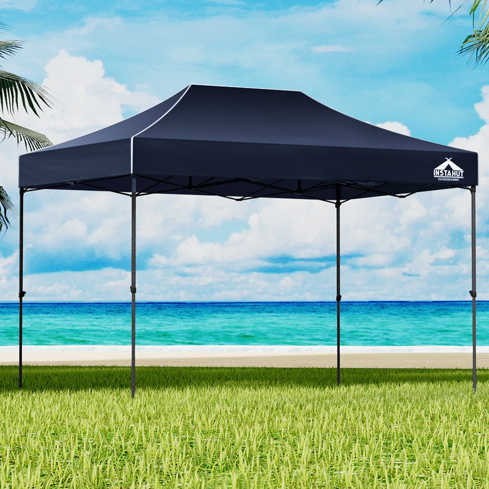 Instahut Gazebo Pop Up 3x4.5m w/Base Podx4 Marquee Folding Outdoor Wedding Camping Tent Shade Canopy Navy - OZ Home Deals