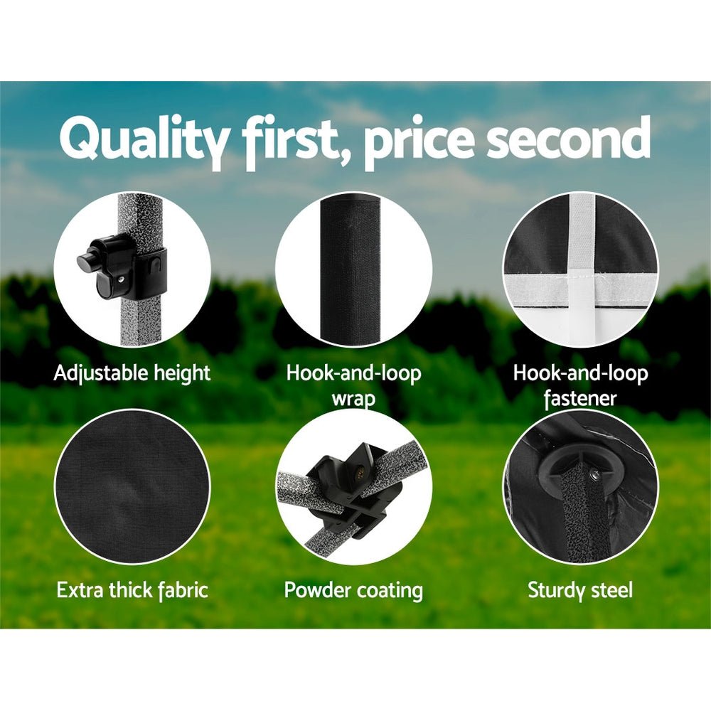 Instahut Gazebo Pop Up Marquee 3x3m Folding Tent Wedding Outdoor Camping Canopy Gazebos Shade Black - OZ Home Deals