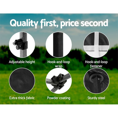 Instahut Gazebo Pop Up Marquee 3x3m Folding Tent Wedding Outdoor Camping Canopy Gazebos Shade Black - OZ Home Deals