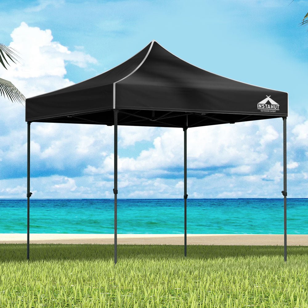 Instahut Gazebo Pop Up Marquee 3x3m Folding Tent Wedding Outdoor Camping Canopy Gazebos Shade Black - OZ Home Deals
