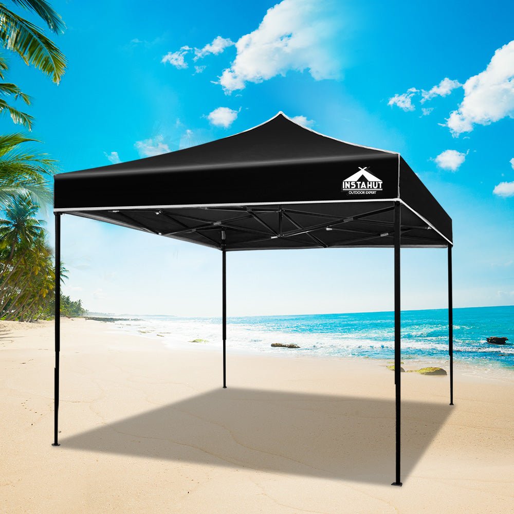 Instahut Gazebo Pop Up Marquee 3x3m Folding Tent Wedding Outdoor Camping Canopy Gazebos Shade Black - OZ Home Deals
