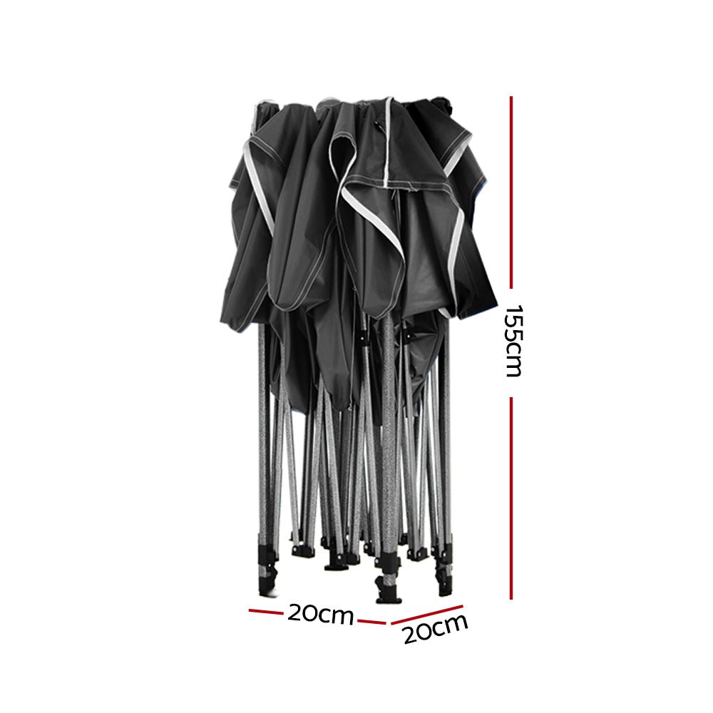 Instahut Gazebo Pop Up Marquee 3x3m Folding Tent Wedding Outdoor Camping Canopy Gazebos Shade Black - OZ Home Deals