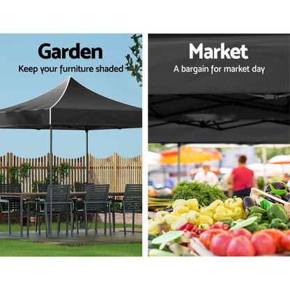 Instahut Gazebo Pop Up Marquee 3x3m Folding Tent Wedding Outdoor Camping Canopy Gazebos Shade Black - OZ Home Deals
