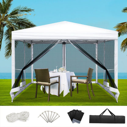 Instahut Gazebo Pop Up Marquee 3x3m Wedding Party Outdoor Camping Tent Canopy Shade Mesh Wall White - OZ Home Deals