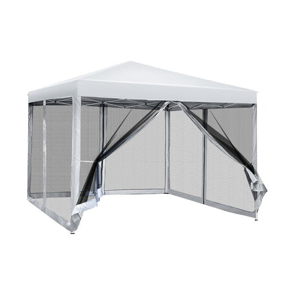 Instahut Gazebo Pop Up Marquee 3x3m Wedding Party Outdoor Camping Tent Canopy Shade Mesh Wall White - OZ Home Deals