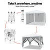 Instahut Gazebo Pop Up Marquee 3x3m Wedding Party Outdoor Camping Tent Canopy Shade Mesh Wall White - OZ Home Deals