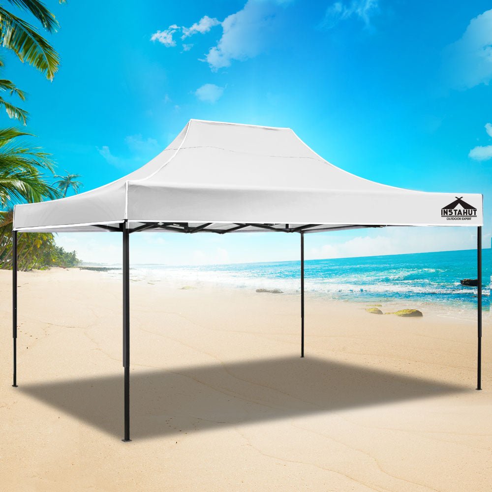 Instahut Gazebo Pop Up Marquee 3x4.5 Folding Tent 500D Oxford Fabric White - OZ Home Deals