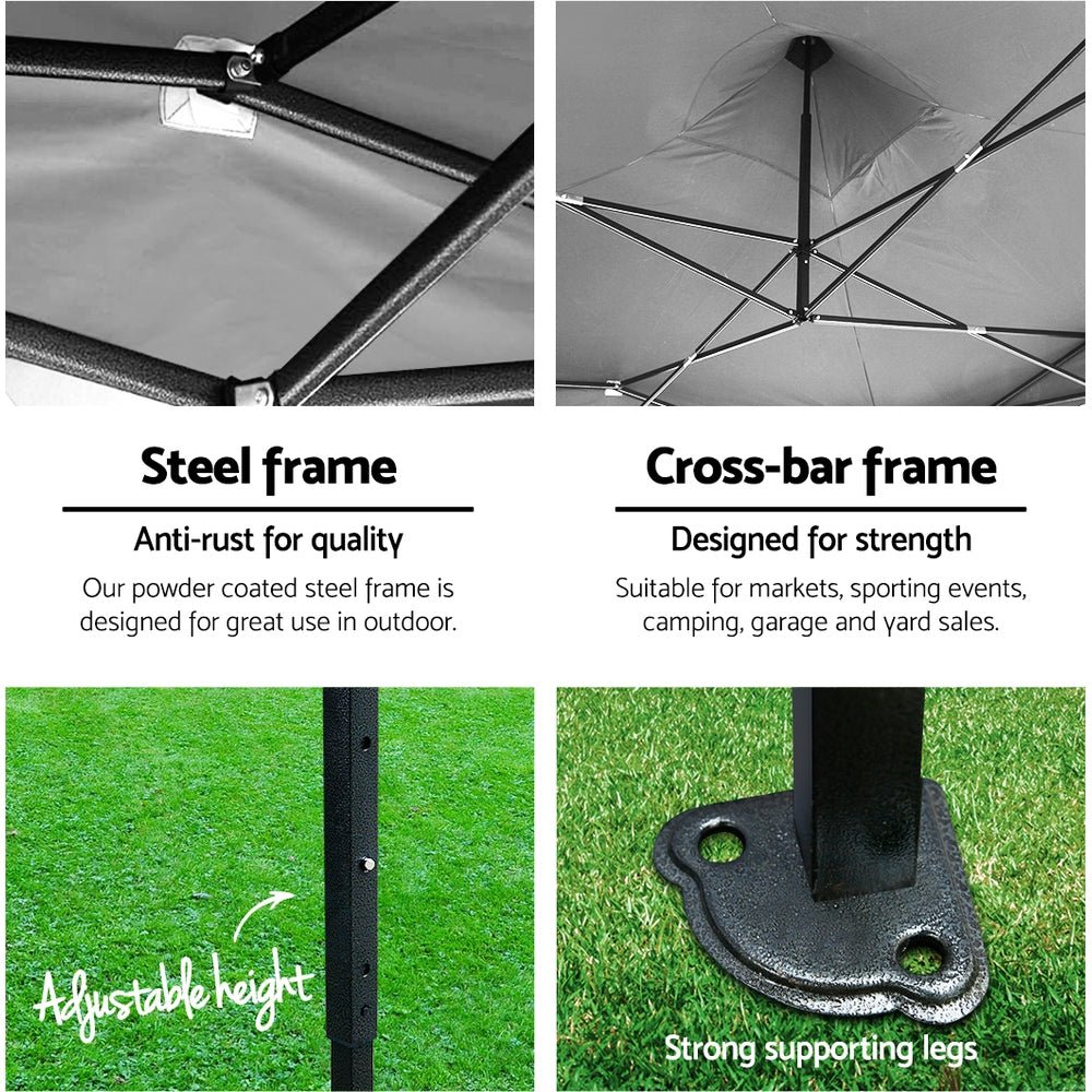 Instahut Gazebo Pop Up Marquee 3x4.5 Folding Tent 500D Oxford Fabric White - OZ Home Deals