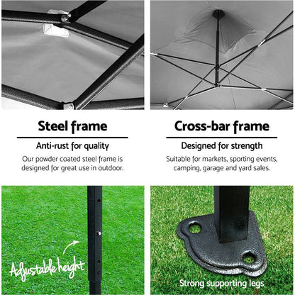 Instahut Gazebo Pop Up Marquee 3x4.5 Folding Tent 500D Oxford Fabric White - OZ Home Deals