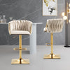 Ivory Velvet Swivel Bar Stools – Adjustable Height, Gold Base, 2-Pack - OZ Home Deals