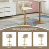 Ivory Velvet Swivel Bar Stools – Adjustable Height, Gold Base, 2-Pack - OZ Home Deals