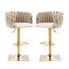 Ivory Velvet Swivel Bar Stools – Adjustable Height, Gold Base, 2-Pack - OZ Home Deals