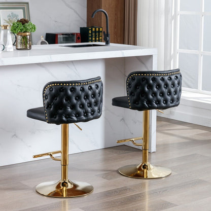 Jalan Adjustable Swivel Bar Stools – Black PU Leather, 64 - 84cm - OZ Home Deals