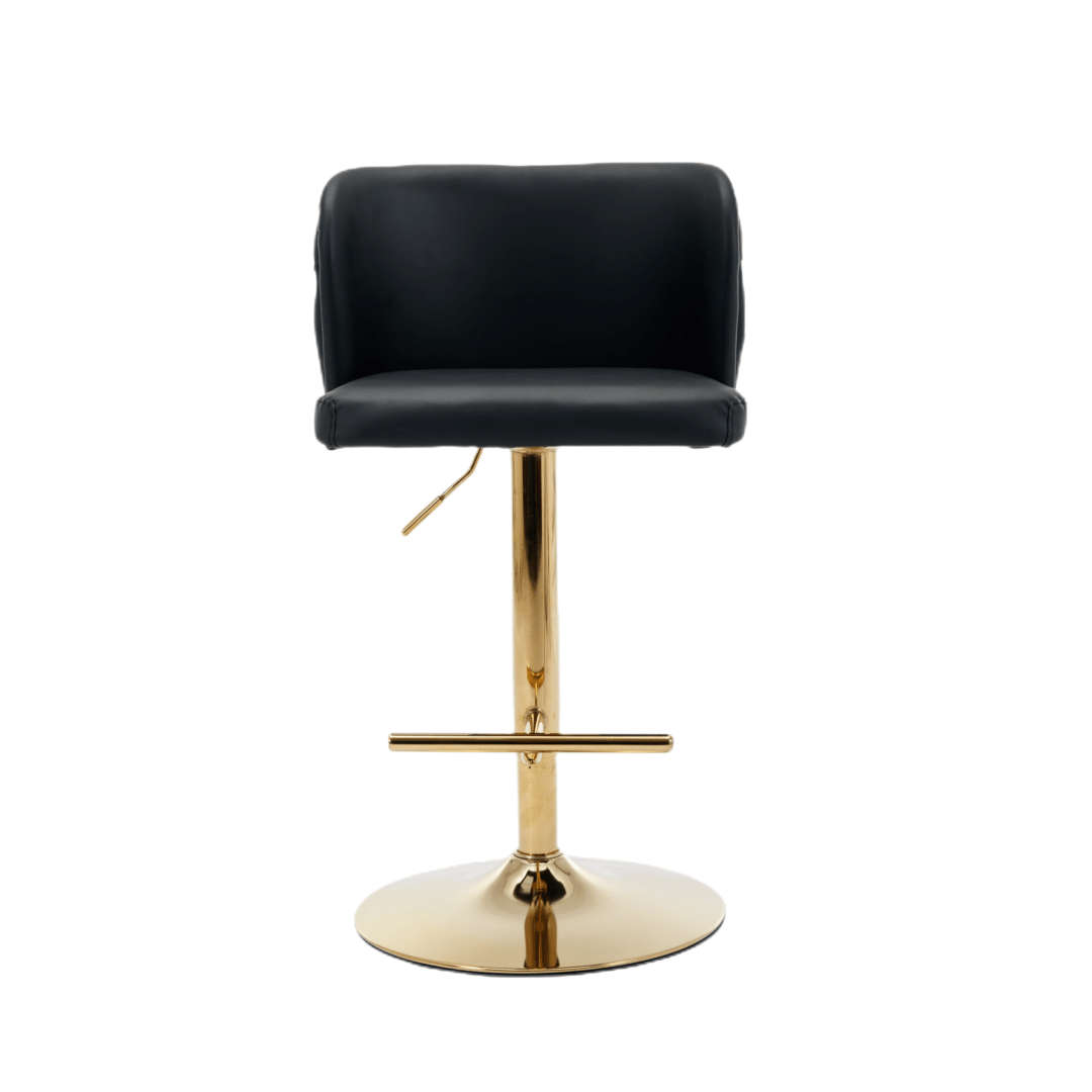 Jalan Adjustable Swivel Bar Stools – Black PU Leather, 64 - 84cm - OZ Home Deals
