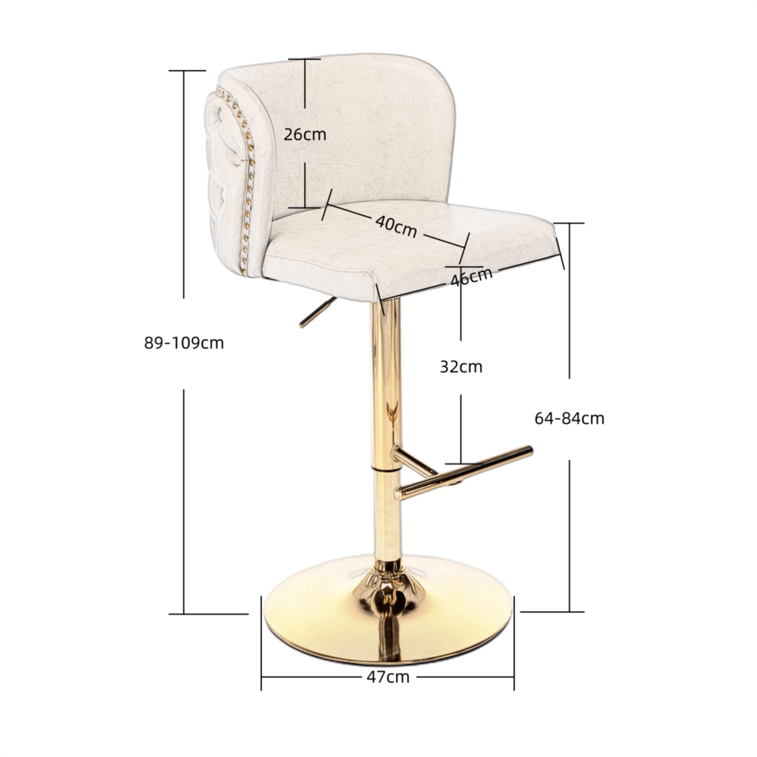 Jalan Adjustable Swivel Bar Stools – Black PU Leather, 64 - 84cm - OZ Home Deals
