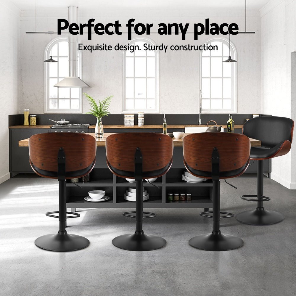 Joyelle PU Leather Swivel Bar Stools – Set of 4 (Black) - OZ Home Deals