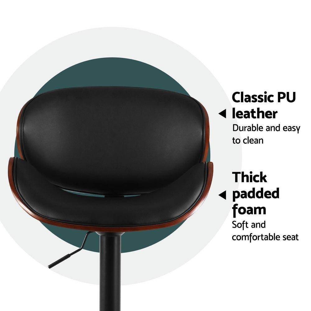 Joyelle PU Leather Swivel Bar Stools – Set of 4 (Black) - OZ Home Deals