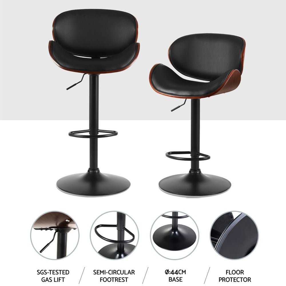 Joyelle PU Leather Swivel Bar Stools – Set of 4 (Black) - OZ Home Deals