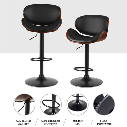 Joyelle PU Leather Swivel Bar Stools – Set of 4 (Black) - OZ Home Deals