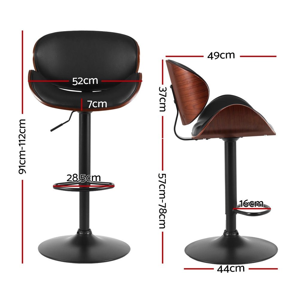 Joyelle PU Leather Swivel Bar Stools – Set of 4 (Black) - OZ Home Deals