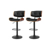 Kangaroo Adjustable Bar Stools – Black PU Leather & Wooden Seat, 64-85cm - OZ Home Deals
