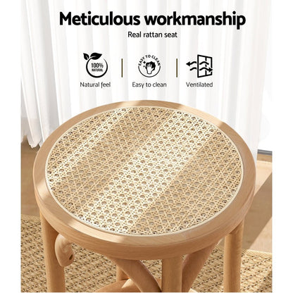 Kimberley Beechwood Rattan Bar Stools – Pine, 2 Pack - OZ Home Deals