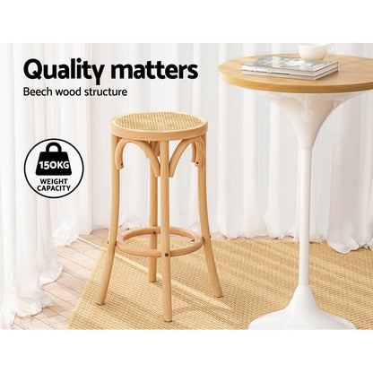 Kimberley Beechwood Rattan Bar Stools – Pine, 2 Pack - OZ Home Deals
