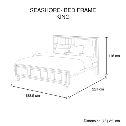 King Size Silver Brush Bed Frame in Acacia Wood Construction - OZ Home Deals