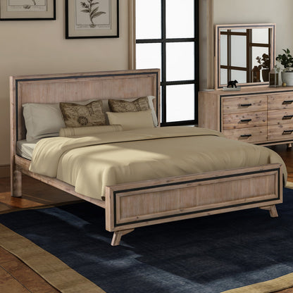 King Size Silver Brush Bed Frame in Acacia Wood Construction - OZ Home Deals