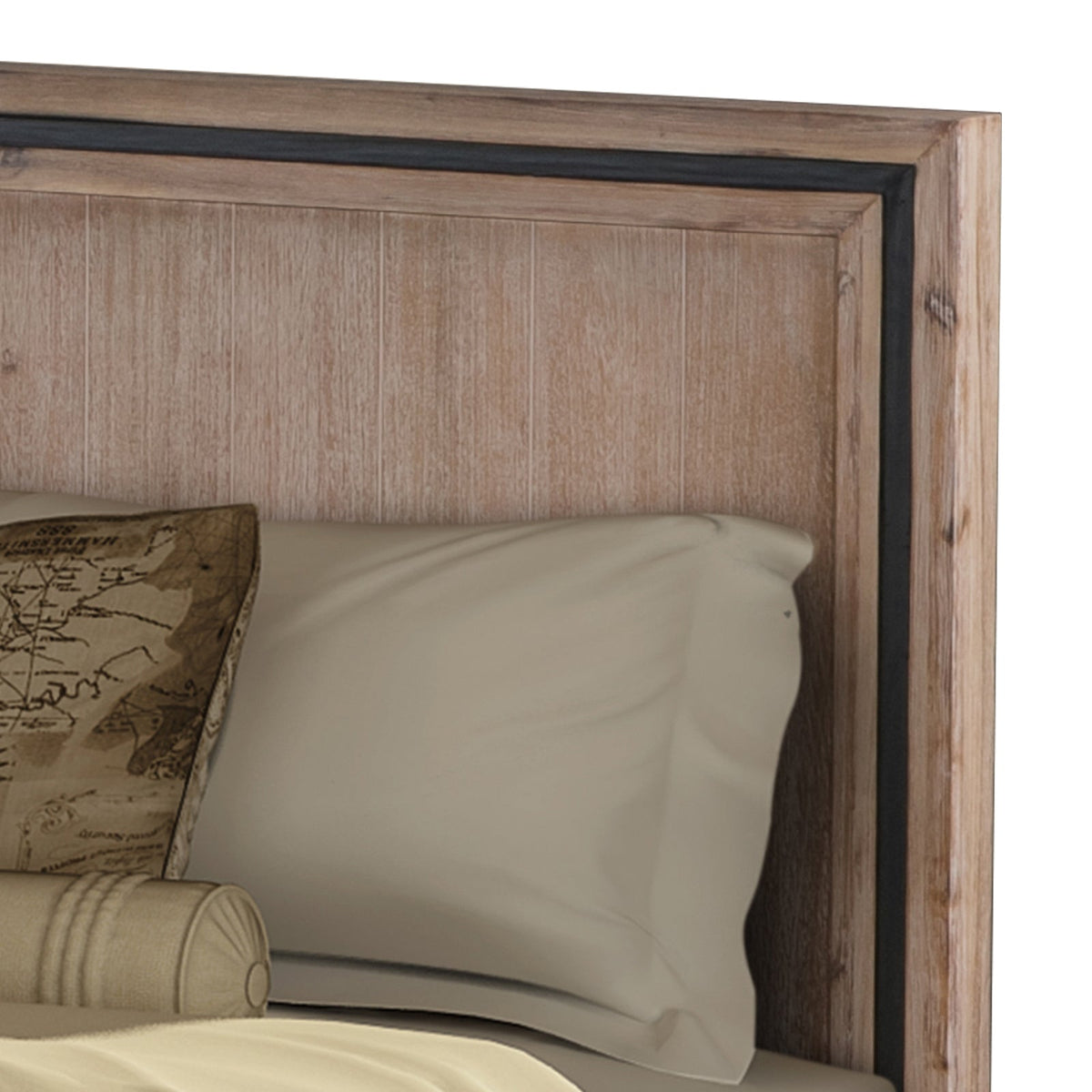 King Size Silver Brush Bed Frame in Acacia Wood Construction - OZ Home Deals
