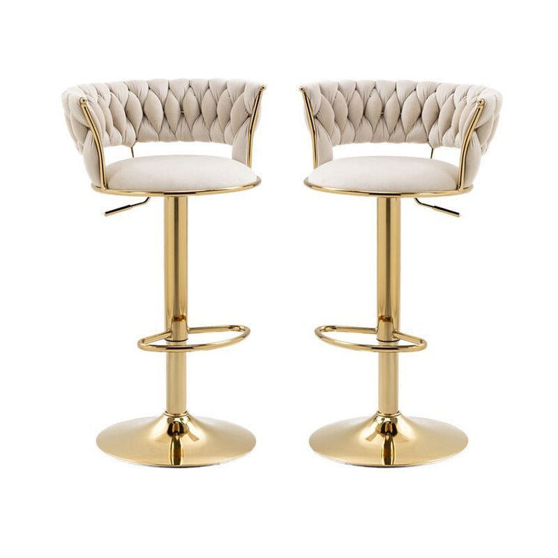 Koala Velvet Bar Stools – Ivory & Gold, 2 Pack - OZ Home Deals