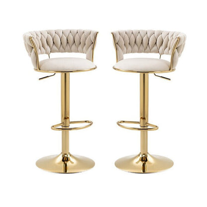 Koala Velvet Bar Stools – Ivory & Gold, 2 Pack - OZ Home Deals