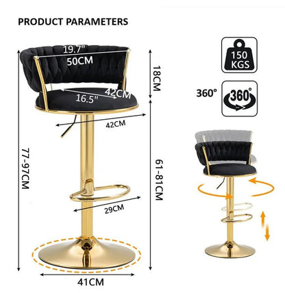 Koala Velvet Bar Stools – Ivory & Gold, 2 Pack - OZ Home Deals
