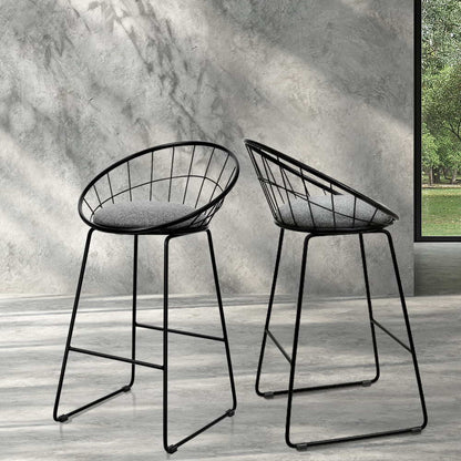 Kurrawa 2-Piece Faux Linen Bar Stools – Black - OZ Home Deals
