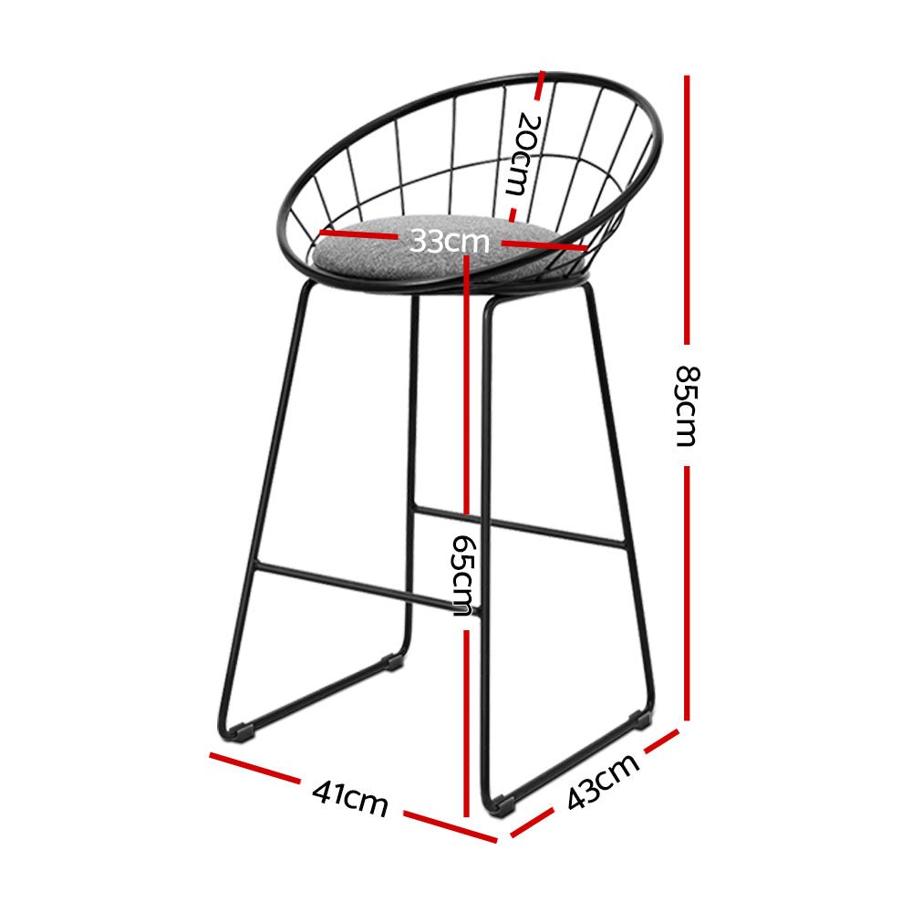 Kurrawa 2-Piece Faux Linen Bar Stools – Black - OZ Home Deals