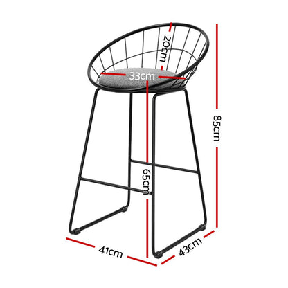 Kurrawa 2-Piece Faux Linen Bar Stools – Black - OZ Home Deals