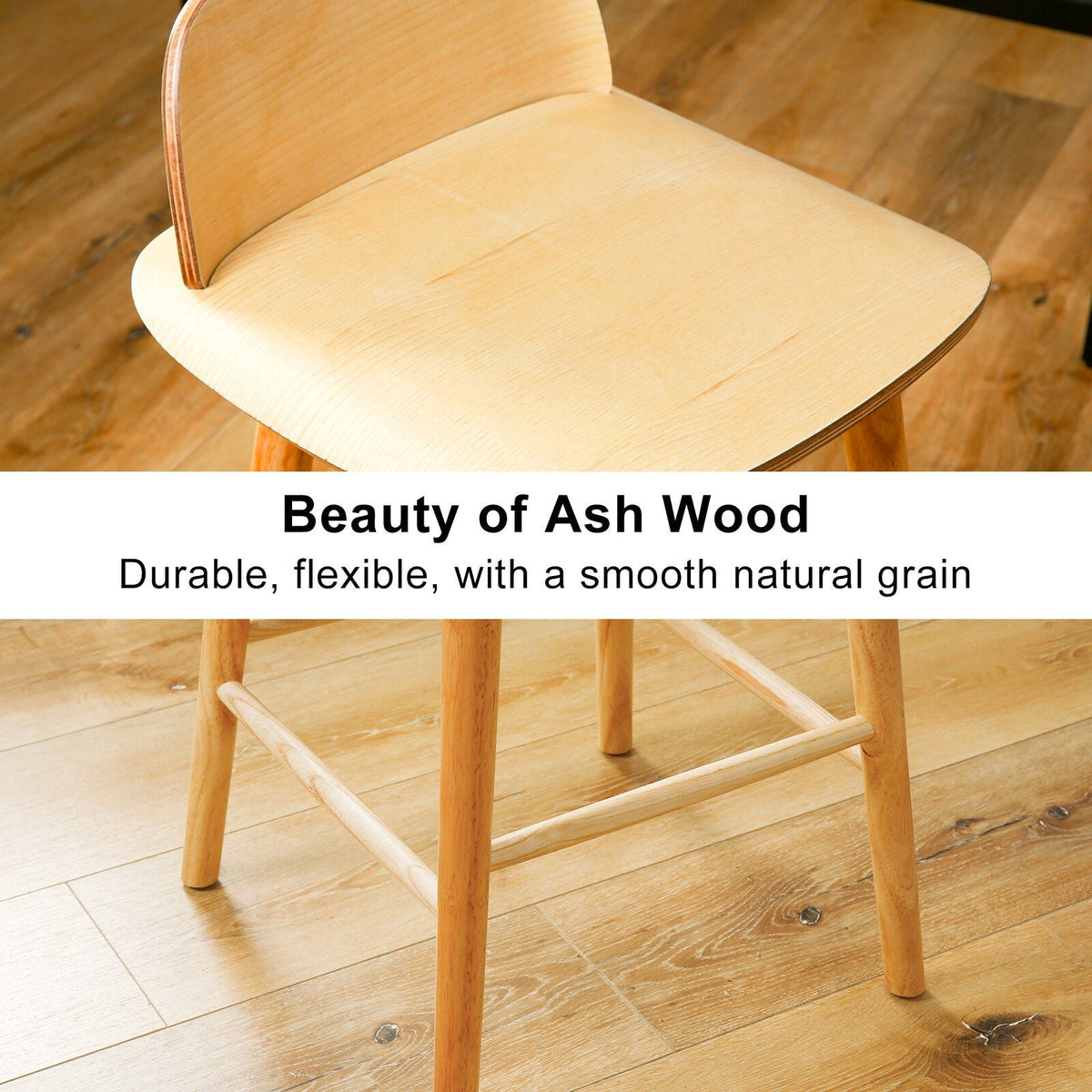 La Bella Elise Ash Wood Bar Stools – Set of 2, 65cm - OZ Home Deals