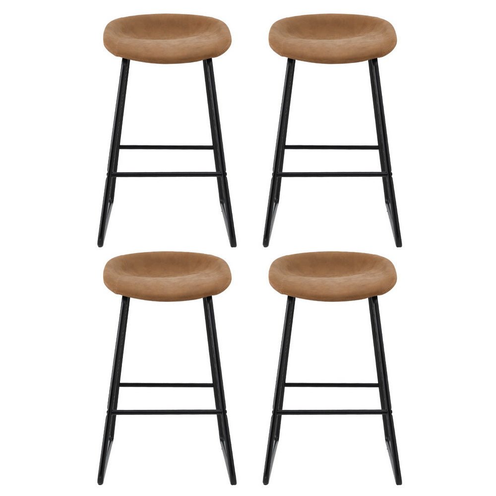 Ludaro PU Leather Bar Stools – Set of 4 (Brown) - OZ Home Deals