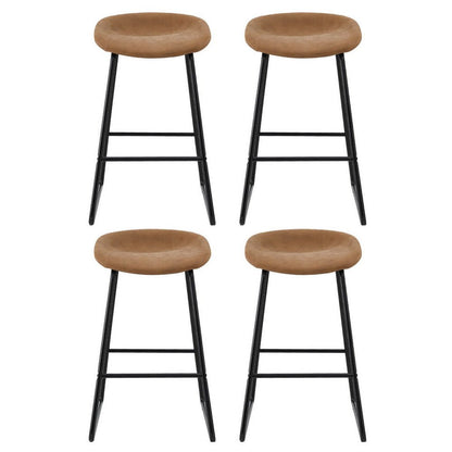 Ludaro PU Leather Bar Stools – Set of 4 (Brown) - OZ Home Deals