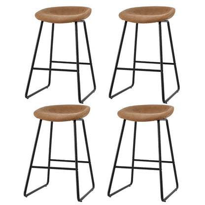 Ludaro PU Leather Bar Stools – Set of 4 (Brown) - OZ Home Deals