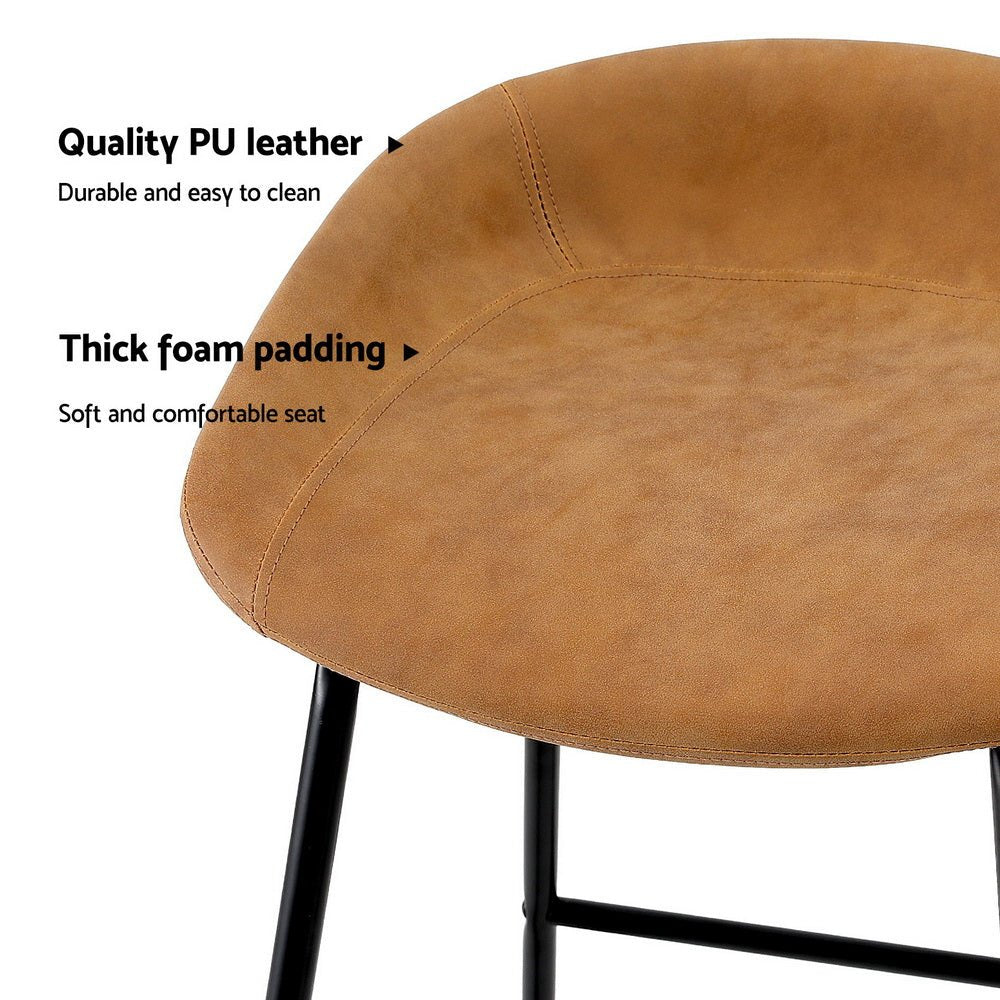 Ludaro PU Leather Bar Stools – Set of 4 (Brown) - OZ Home Deals