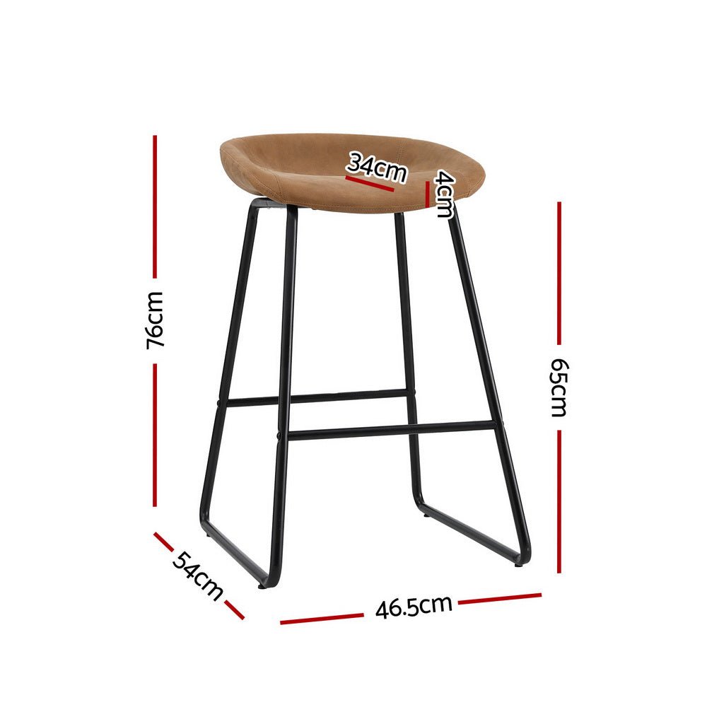Ludaro PU Leather Bar Stools – Set of 4 (Brown) - OZ Home Deals