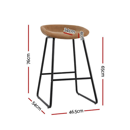 Ludaro PU Leather Bar Stools – Set of 4 (Brown) - OZ Home Deals